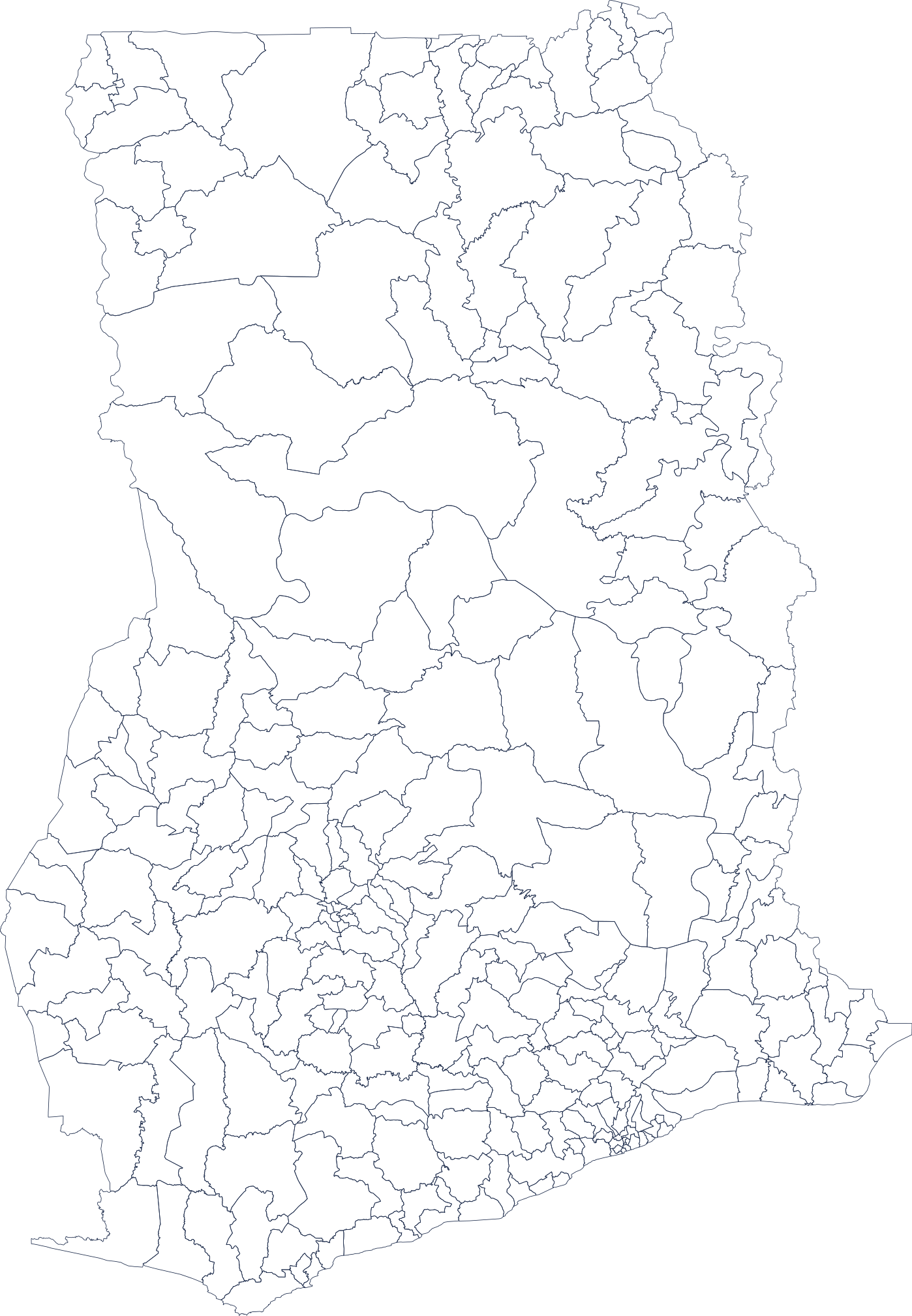 Ghana district boundaries at the selected level of simplification